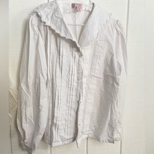 Vintage  White Ruffled Neck  Women's Top Size 16